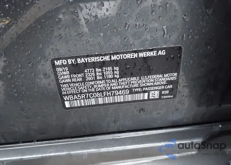 2020 BMW 330I xDrive z USA, uszkodzony, nr VIN WBA5R7C08LFH79469